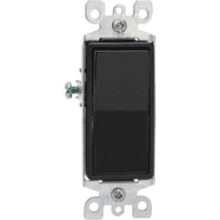 Leviton Decora Rocker Black 15A Grounded 3-Way Switch S15-05603-2ES